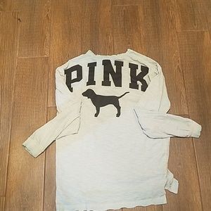 Pink varsity crew long sleeve top